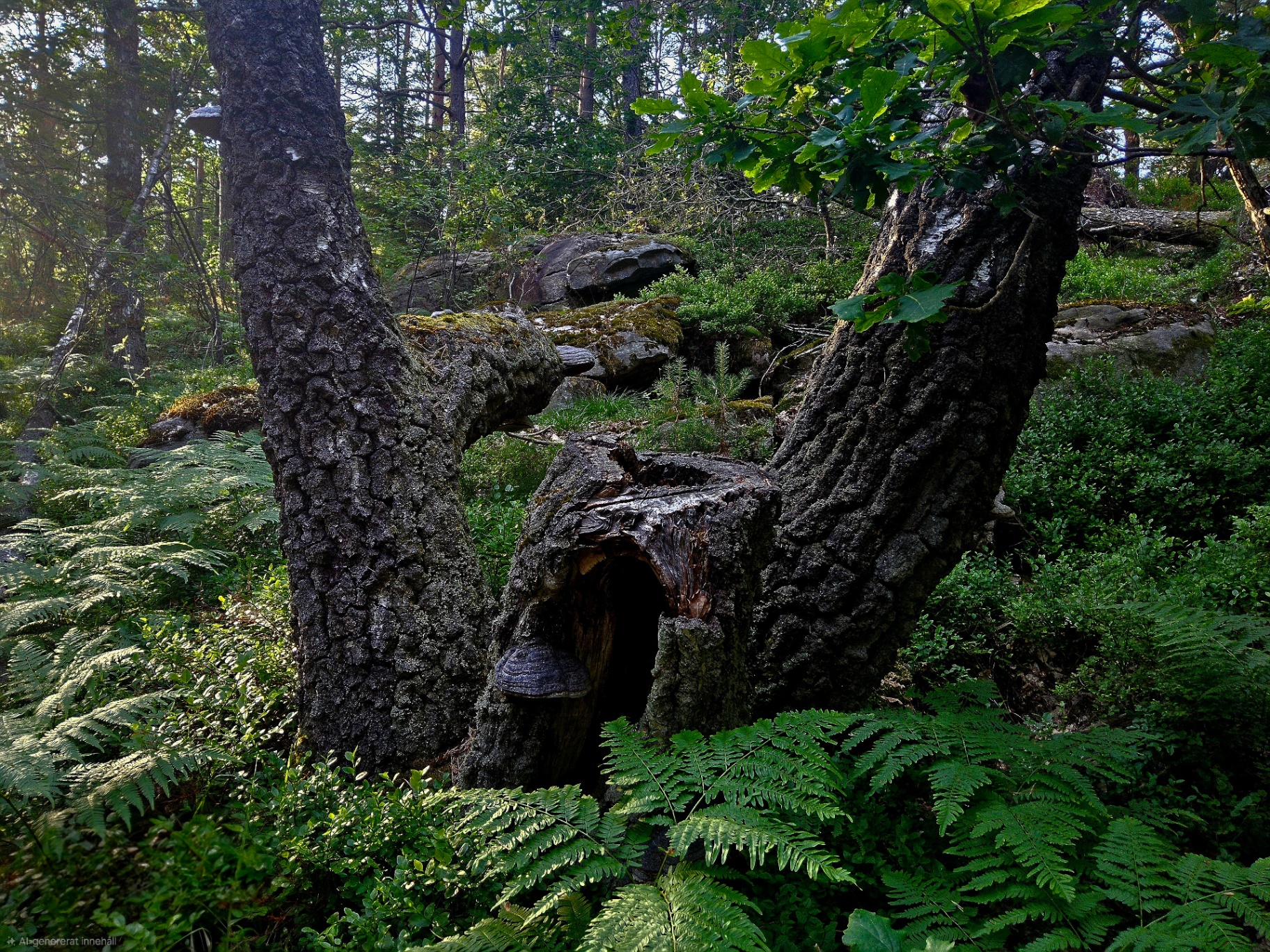 En gammal ek i nordisk skog — en bild om livserfarenhet, tid och rotad styrka.