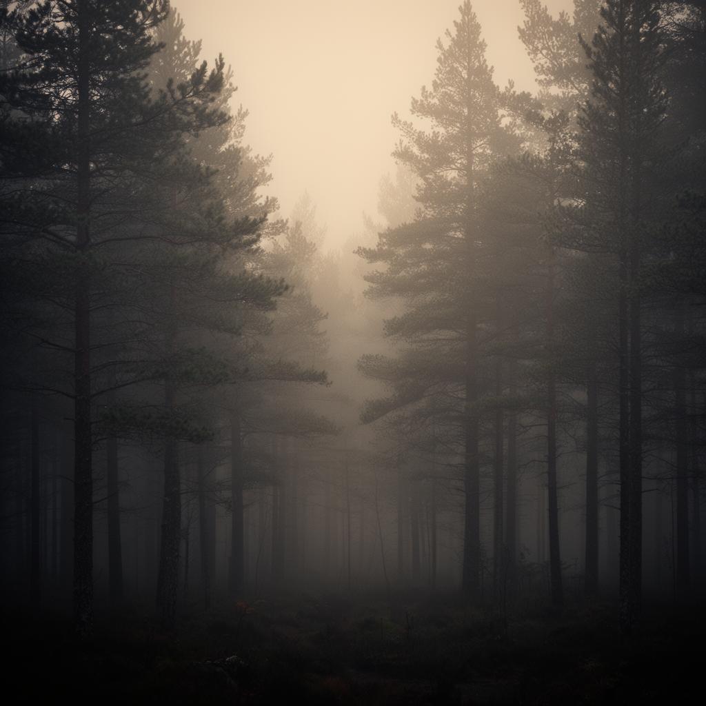 Dimmig nordisk skog — stillhet och fördjupad vägledning.